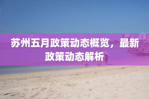 苏州五月政策动态概览，最新政策动态解析