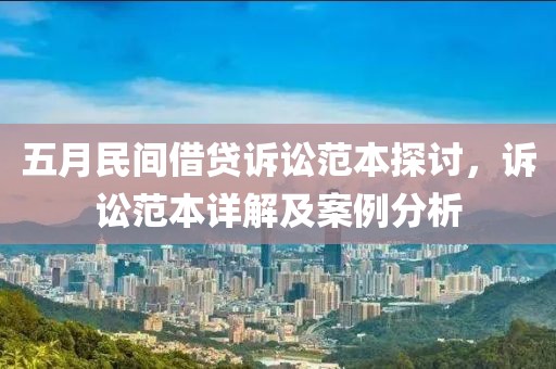 五月民间借贷诉讼范本探讨，诉讼范本详解及案例分析
