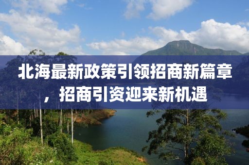 北海最新政策引领招商新篇章，招商引资迎来新机遇