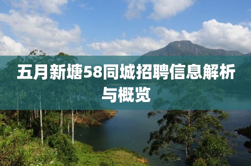 五月新塘58同城招聘信息解析与概览