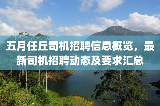 五月任丘司机招聘信息概览，最新司机招聘动态及要求汇总