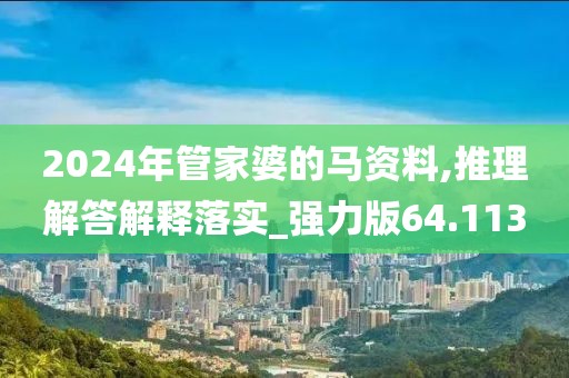 2024年管家婆的马资料,推理解答解释落实_强力版64.113