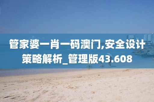 管家婆一肖一码澳门,安全设计策略解析_管理版43.608