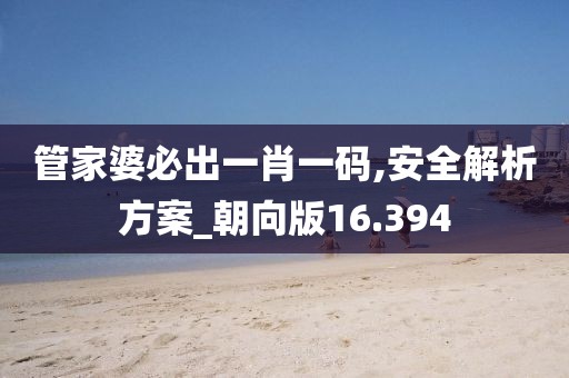 管家婆必出一肖一码,安全解析方案_朝向版16.394