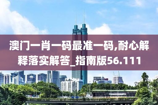 澳门一肖一码最准一码,耐心解释落实解答_指南版56.111