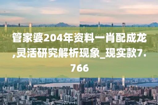管家婆204年资料一肖配成龙,灵活研究解析现象_现实款7.766