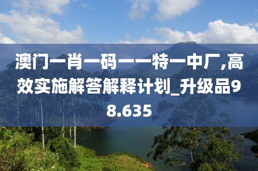 澳门一肖一码一一特一中厂,高效实施解答解释计划_升级品98.635
