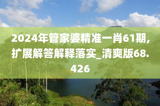2024年管家婆精准一肖61期,扩展解答解释落实_清爽版68.426