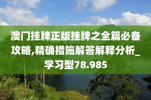 澳门挂牌正版挂牌之全篇必备攻略,精确措施解答解释分析_学习型78.985