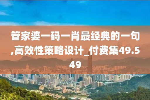 管家婆一码一肖最经典的一句,高效性策略设计_付费集49.549