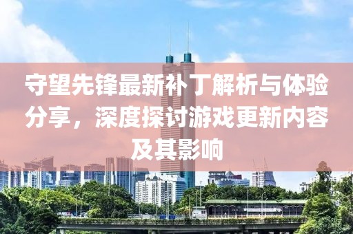 守望先锋最新补丁解析与体验分享，深度探讨游戏更新内容及其影响