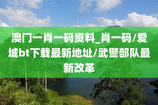 澳门一肖一码资料_肖一码/爱城bt下载最新地址/武警部队最新改革